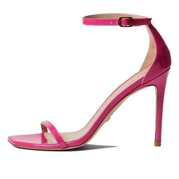 Stuart Weitzman "Nudistcurve 100" in Magenta Leather Stiletto Sandals | NWT - Picture 2 of 5